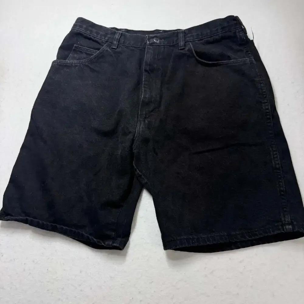 Wrangler Mens Black Denim Shorts 100% Cotton Size 36